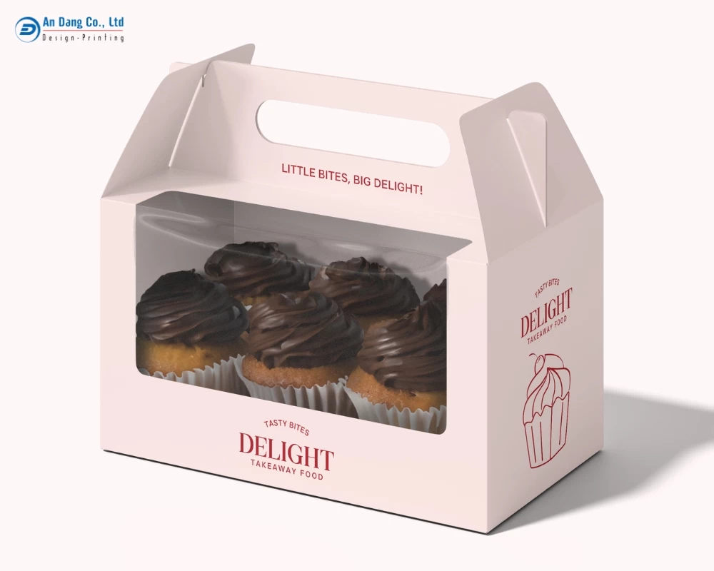 Mẫu hộp giấy take away đựng bánh dễ thương