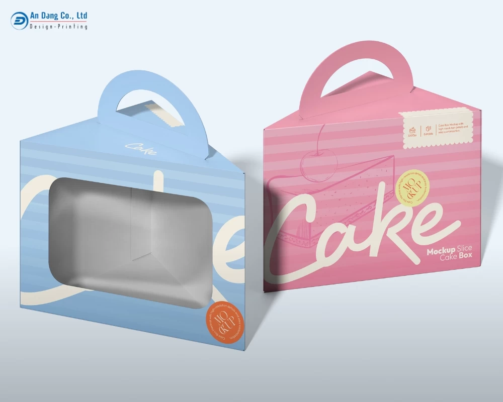 Mẫu hộp take away đựng bánh có dạng hình tam giác