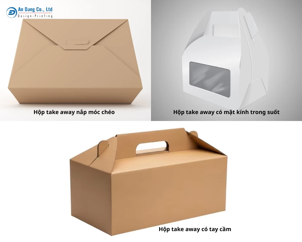 Một số kiểu dáng hộp giấy take away phổ biến