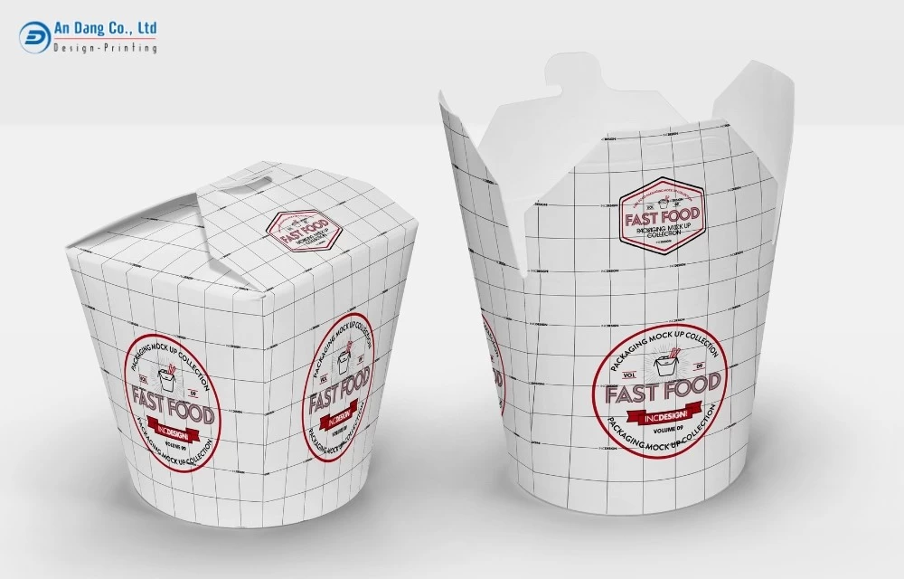 Mẫu hộp take away nắp móc chéo đựng đồ ăn nhanh