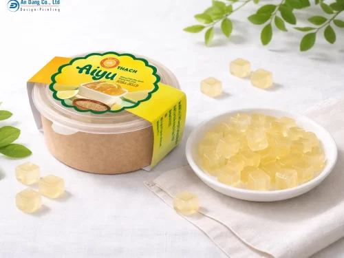 Tem dán hộp đồ ăn có in logo, tên quán và các thông tin sản phẩm