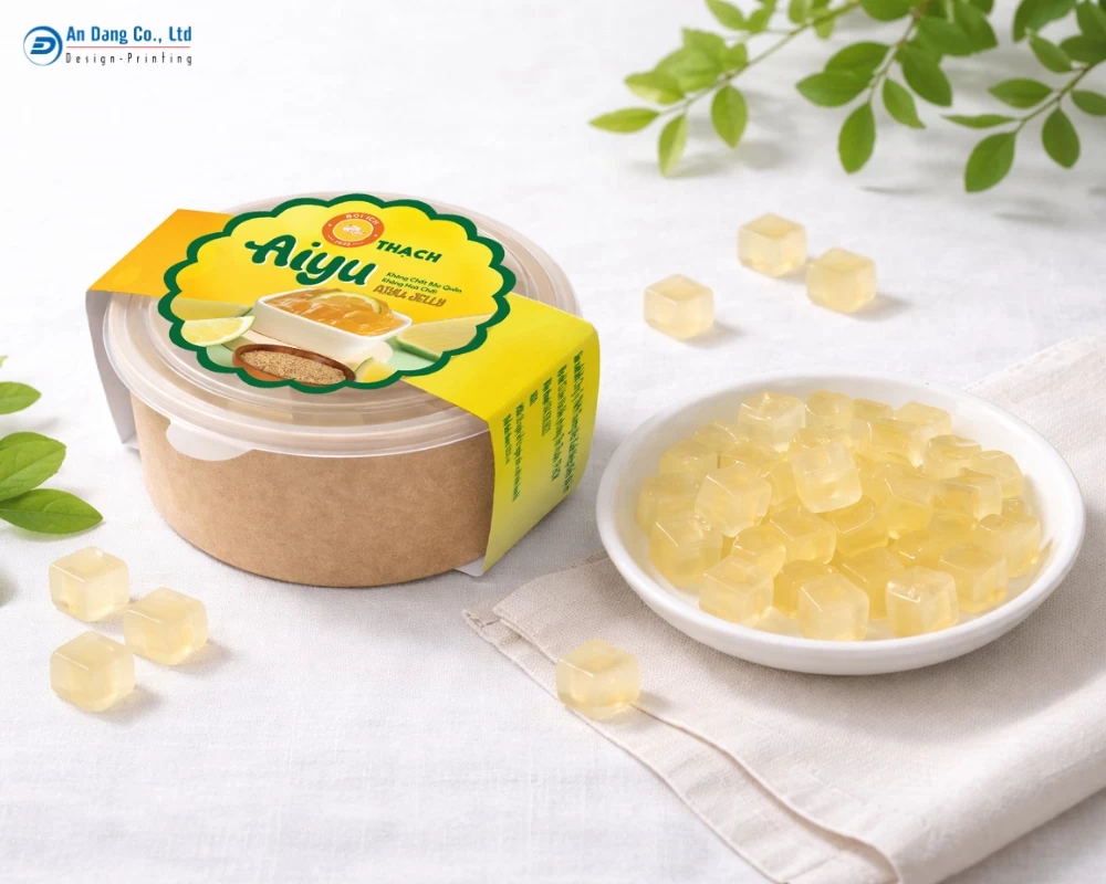 Tem dán hộp đồ ăn có in logo, tên quán và các thông tin sản phẩm