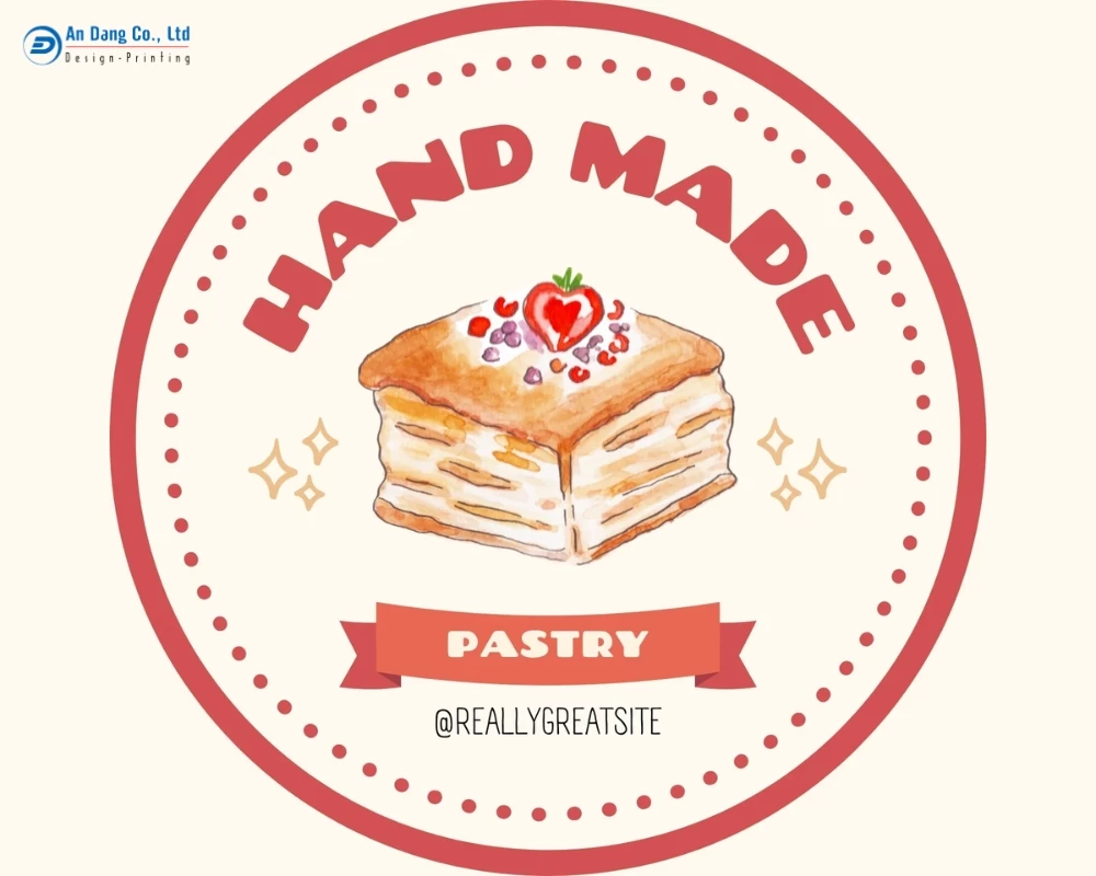 Mẫu tem tròn dán hộp bánh ngọt