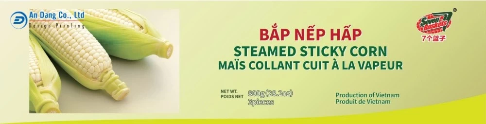 Mẫu tem dán hộp đựng bắp nếp hấp
