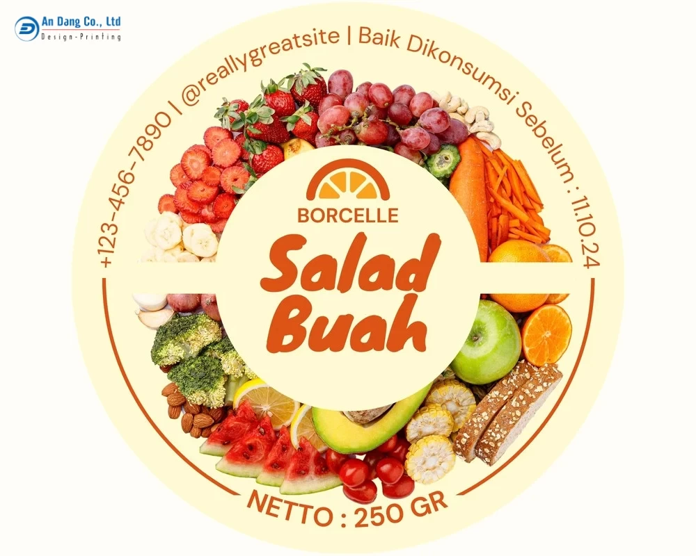 Mẫu tem dán hộp salad