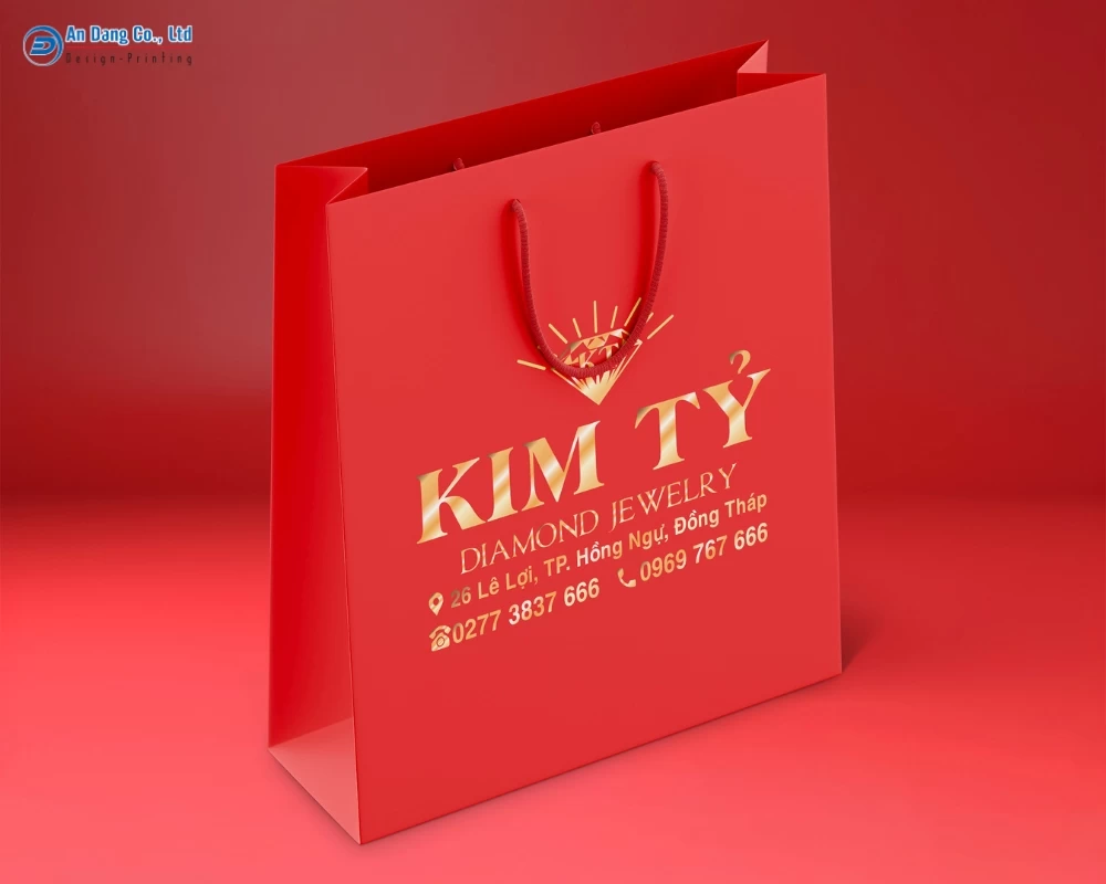 Mẫu túi giấy ép kim đựng đồ trang sức đá quý