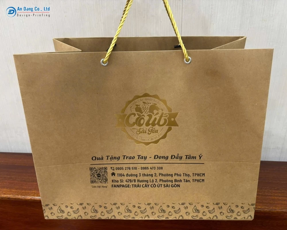 Túi đựng trái cây được in bằng giấy Kraft