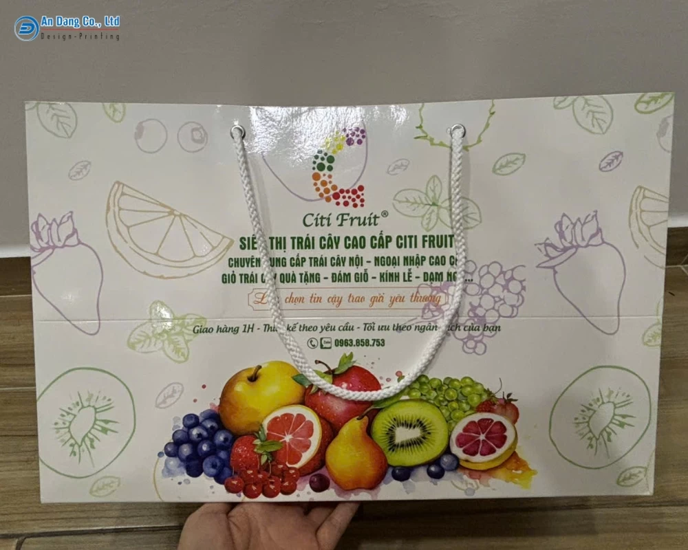 Túi đựng trái cây được in bằng giấy Ivory
