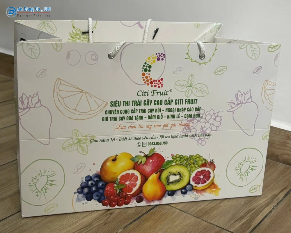 Túi giấy đựng trái cây được In An Đăng in bằng công nghệ in Offset
