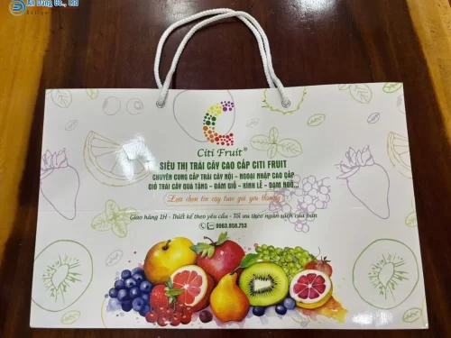 Túi giấy đựng trái cây được gia công cán màng bóng