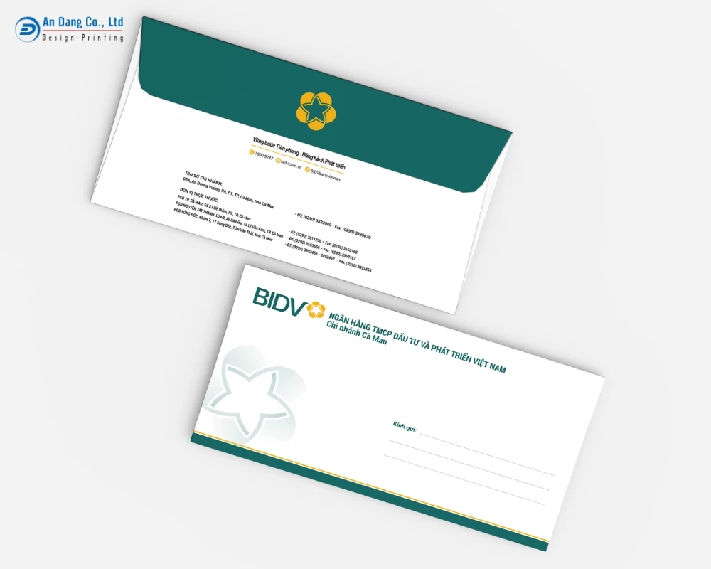 Mẫu phong bì công ty A6 cho ngân hàng BIDV
