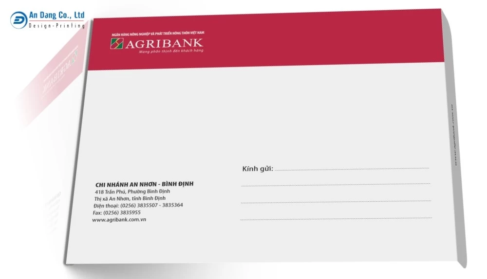 Mẫu bao thư công ty cho ngân hàng Agribank chi nhánh An Nhơn - Bình Định