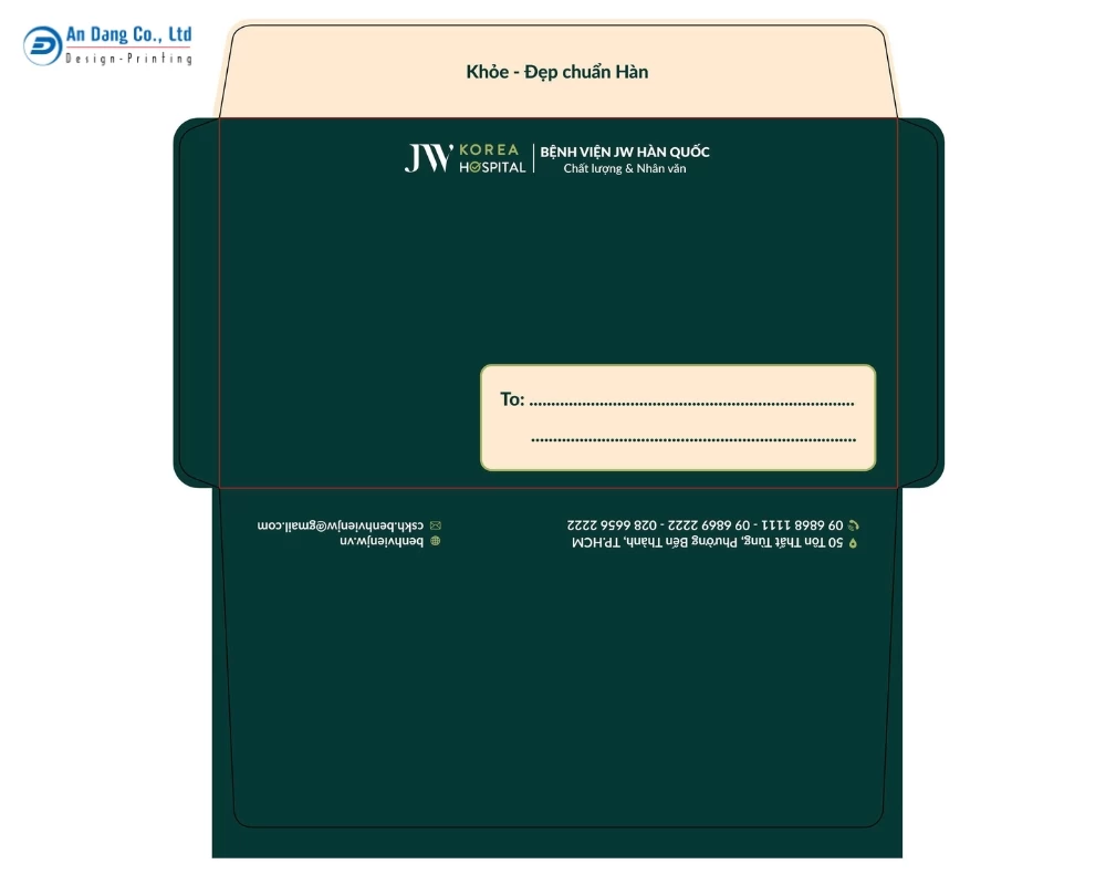 Mẫu phong bì công ty cho bệnh viện JW Hàn Quốc