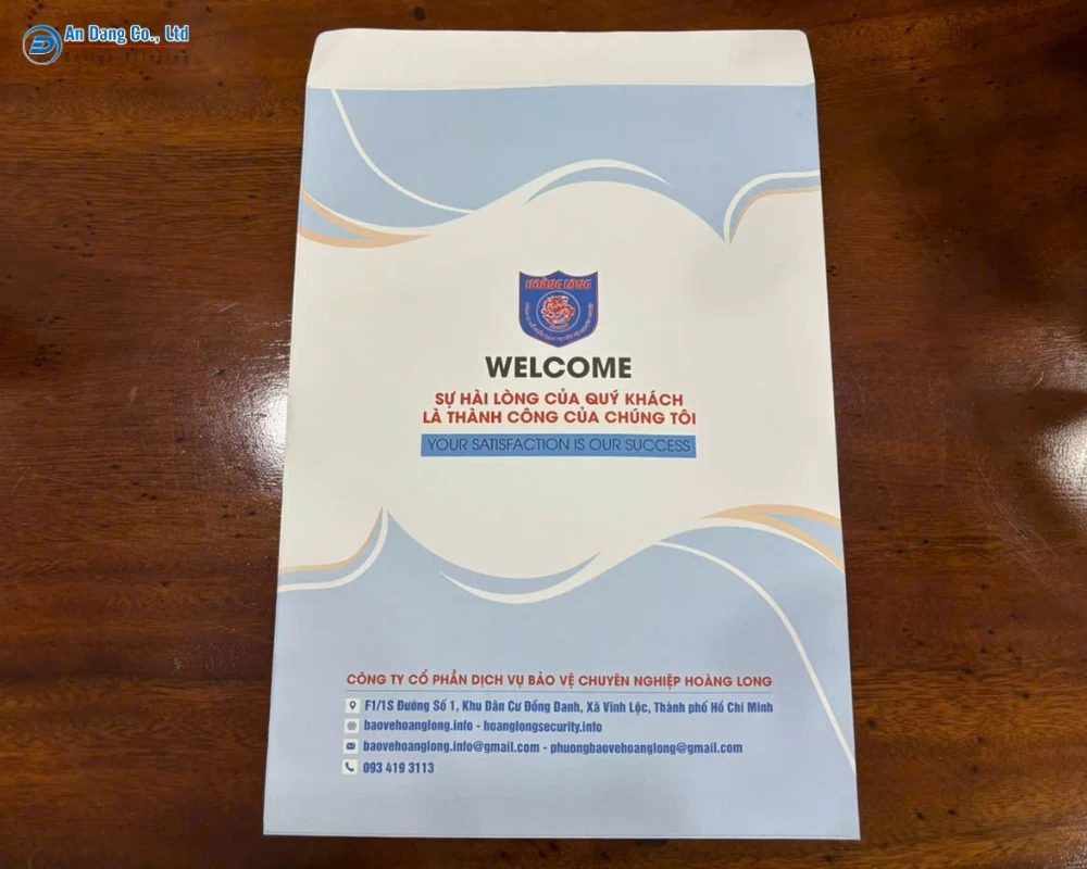 Mẫu bao thư công ty A4 cho doanh nghiệp Hoàng Long