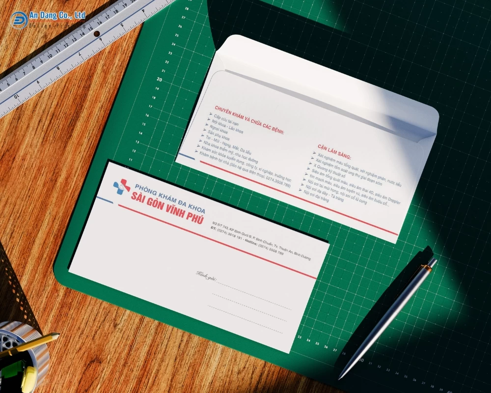 Mẫu bao thư công ty A6 cho phòng khám đa khoa Sài Gòn Vĩnh Phú