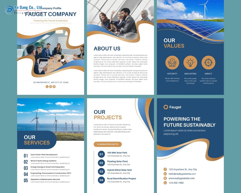 Mẫu profile công ty với thiết kế ấn tượng