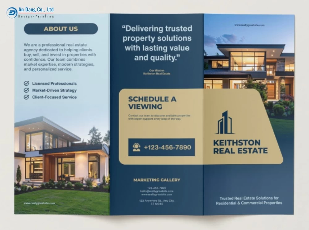Mẫu brochure bất động sản dạng gấp ba