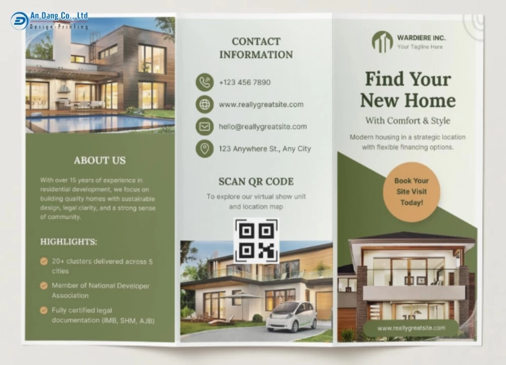 Mẫu brochure dự án bất động sản được thiết kế tinh tế, thanh lịch