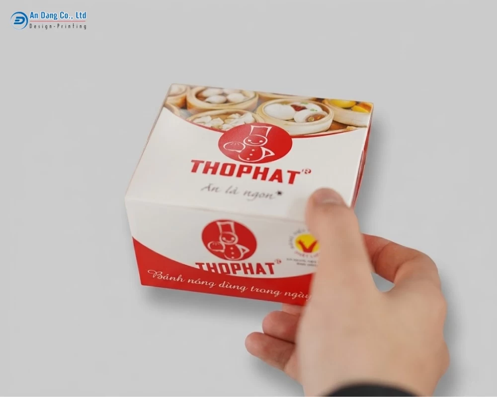 Mẫu hộp giấy đựng bánh bao của thương hiệu Thọ Phát