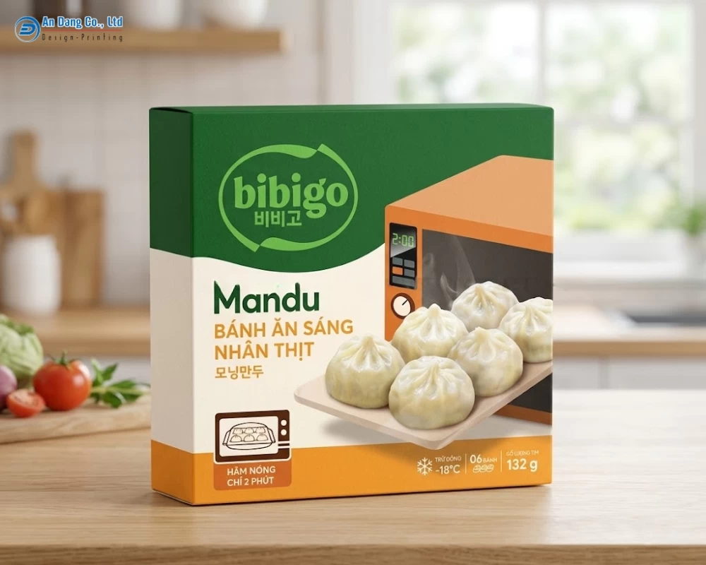 Mẫu hộp đựng bánh bao Hàn Quốc của thương hiệu Bibigo