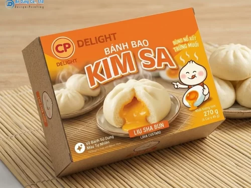Mẫu hộp đựng bánh bao kim sa của thương hiệu CP