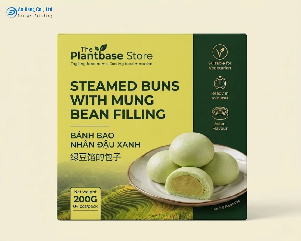 Mẫu hộp giấy đựng bánh bao nhân đậu xanh