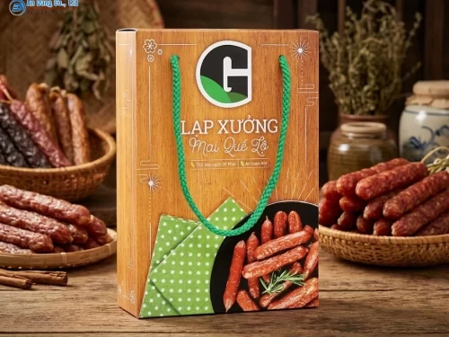 Mẫu hộp giấy đựng lạp xưởng có thiết kế chỉn chu