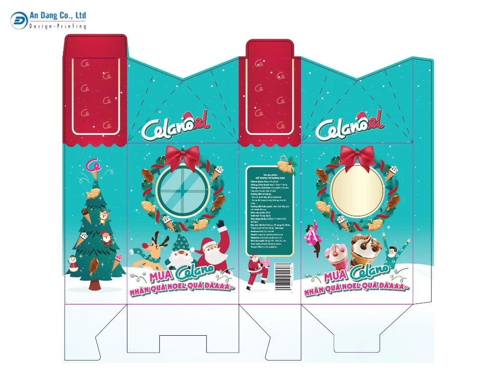 Mẫu hộp quà Noel cho thương hiệu kem Celano