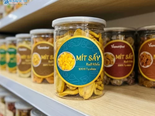 Mẫu tem nhãn mít sấy xuất khẩu dạng tròn