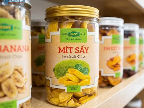 Mẫu tem dán hộp mít sấy chỉn chu, chuyên nghiệp