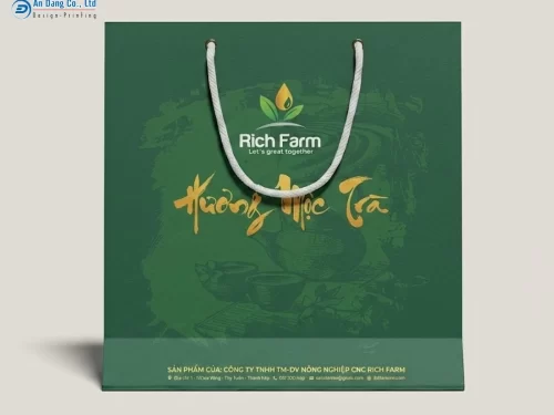 Mẫu túi giấy đựng chè xanh cho thương hiệu Hương Mộc Trà