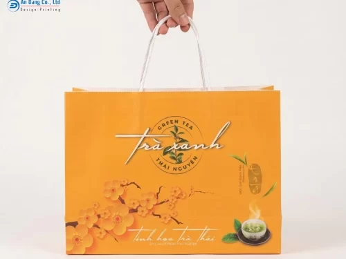 Mẫu túi giấy quà tết đựng trà xanh