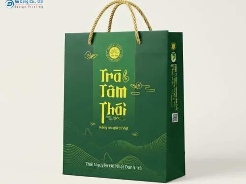 Mẫu túi giấy đựng trà xanh cho thương hiệu Trà Tâm Thái