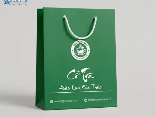 Mẫu túi giấy đựng trà cho thương hiệu Nga Việt Xanh