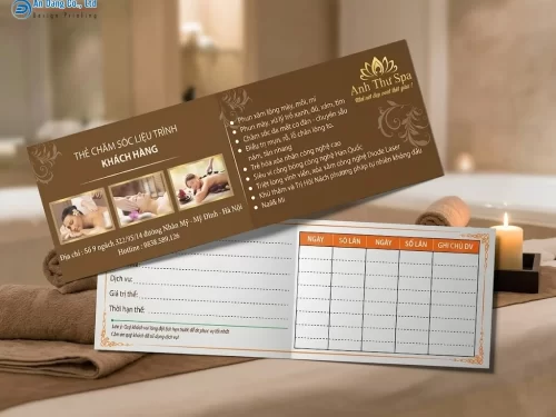 Mẫu thẻ chăm sóc liệu trình cho đơn vị Anh Thư spa