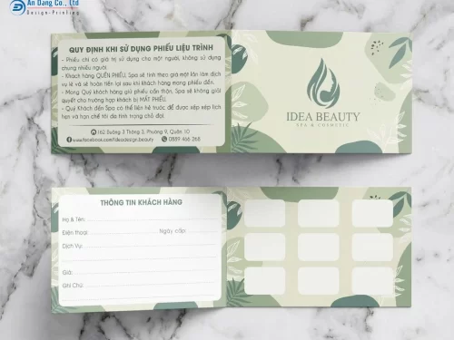 Mẫu phiếu liệu trình spa cho cơ sở Idea Beauty