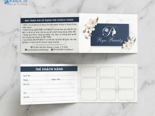 Mẫu thẻ liệu trình spa cho cơ sở Ryn Beauty