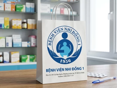 Mẫu túi giấy đựng thuốc cho bệnh viện Nhi Đồng 1