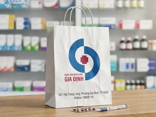 Mẫu túi giấy đựng thuốc tây cho bệnh viện Nhân dân Gia Định