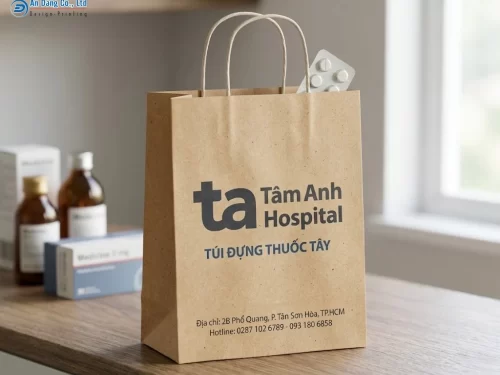 Mẫu túi giấy đựng thuốc cho bệnh viện Đa khoa Tâm Anh