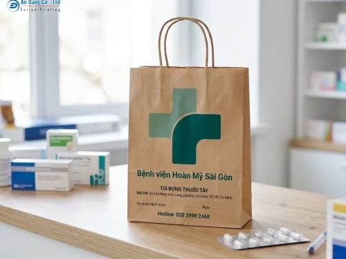 Mẫu túi giấy Kraft đựng thuốc cho bệnh viện Hoàn Mỹ Sài Gòn
