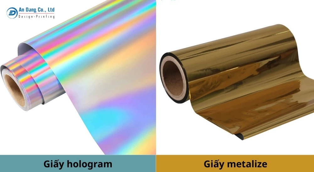 Bề mặt giấy hologram và giấy metalize