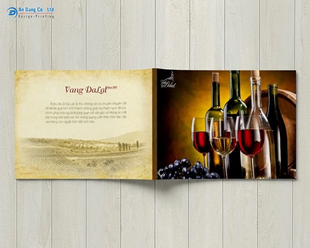 Mẫu in catalogue rượu vang đẹp, sang trọng