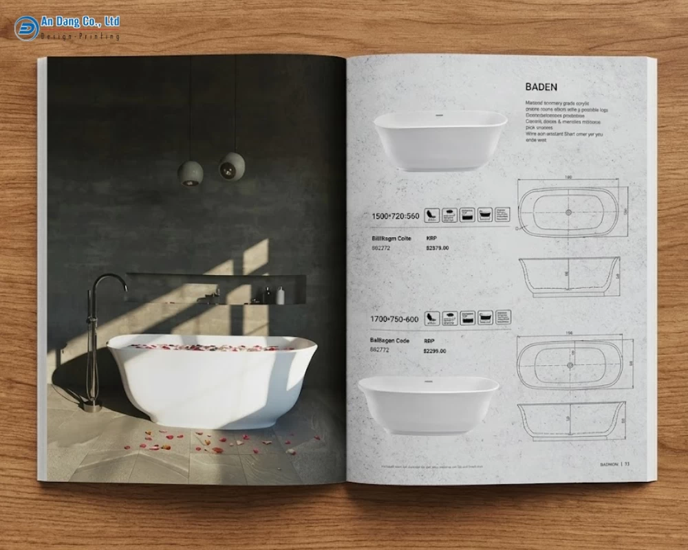 Mẫu catalogue giới thiệu chi tiết sản phẩm bồn tắm