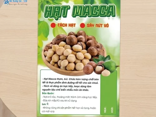 Mẫu tem hạt macca chất lượng, cao cấp
