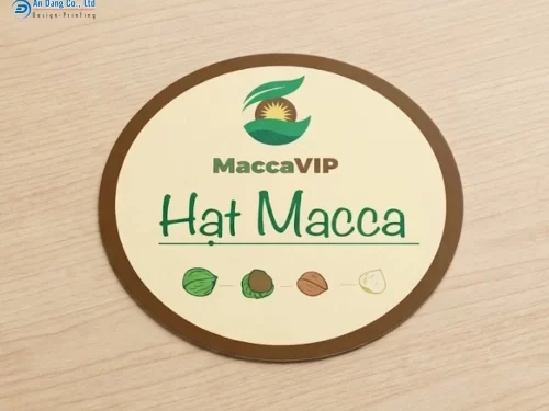 Mẫu tem hạt macca dạng tròn