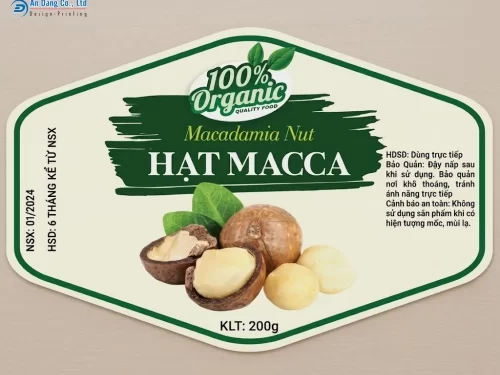 Mẫu tem macca có kiểu dáng lục giác
