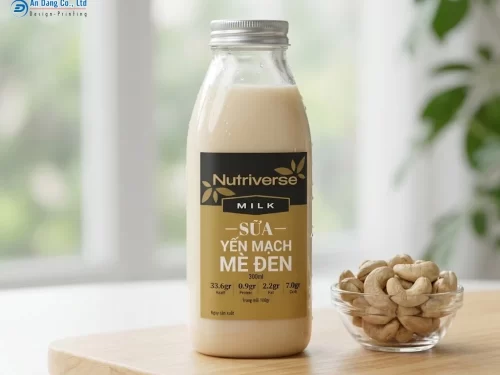 Mẫu tem dán chai sữa hạt đẹp mắt, cao cấp