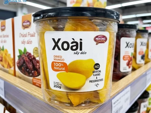 Mẫu tem dán xoài sấy dẻo của thương hiệu Mekong Yummy