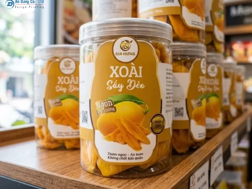 Mẫu tem xoài sấy dẻo của thương hiệu Gia Hưng